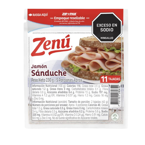 JAMÓN SANDUCHE ZENÚ 230G