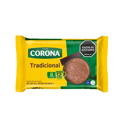 CHOCOLATE CORONA TRADICIONAL 200G X8PASTILLAS