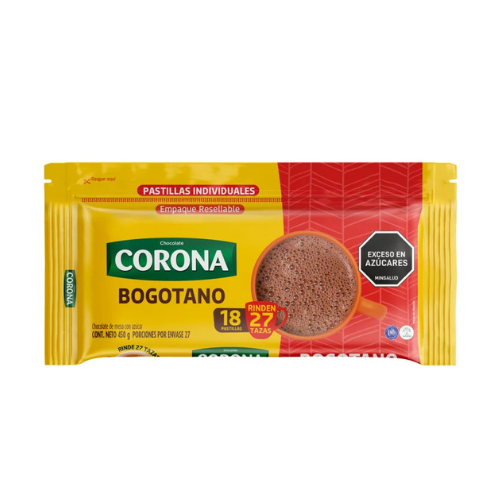 CHOCOLATE CORONA BOGOTANO 450G X18PASTILLAS