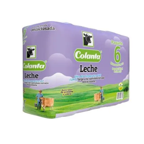 LECHE UHT DESLACTOSADA COLANTA 6UND 900ML